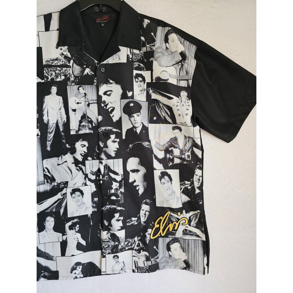 ELVIS PRESLEY Button Up Shirt Men's Size XL , Black‎ and White, Embroidered - Picture 5 of 16